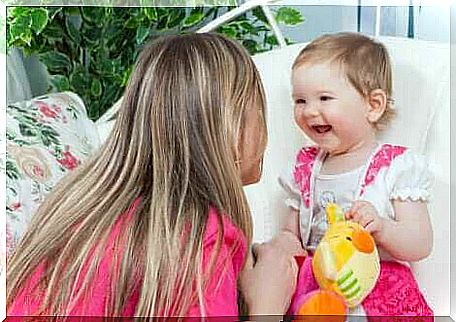 A mother chatting with her daughter.