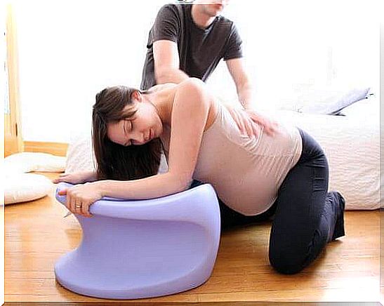 Pregnant woman in preparation for childbirth day