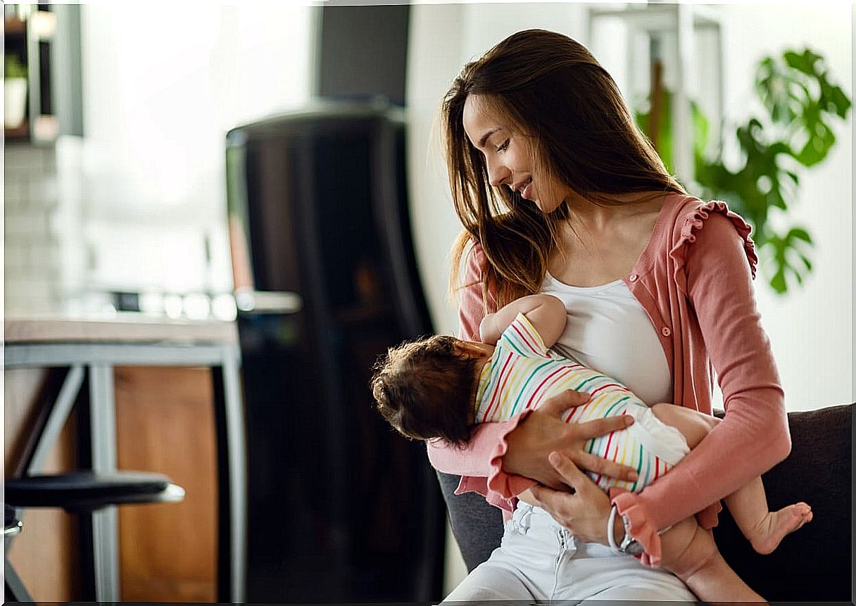 Mother breastfeeding her baby.