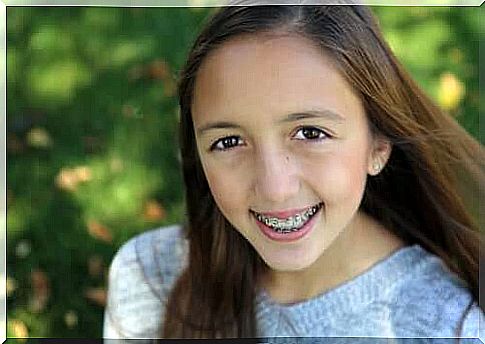 A little girl with braces