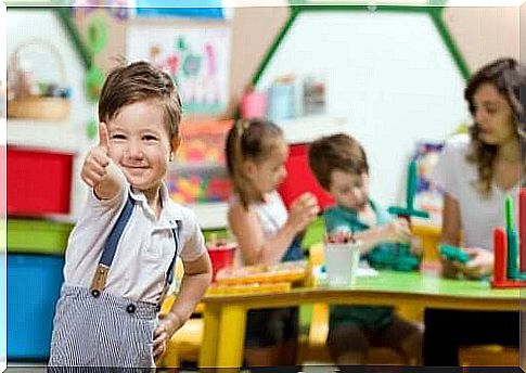 Children learning while playing in kindergarten