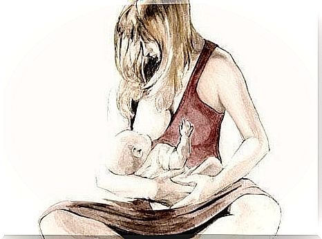 A mom breastfeeds her baby