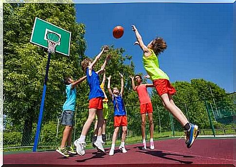 boys playing basketball