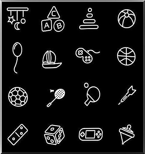 Pictograms on a black background