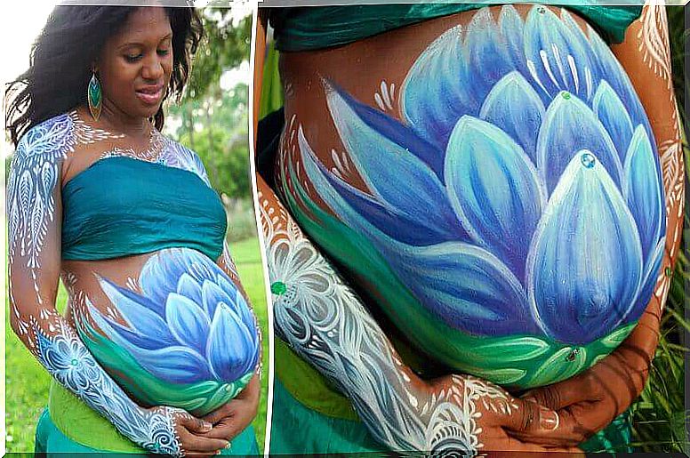 The belly painting allows the expectant mother to immortalize the memory of her pregnancy before the arrival of the baby.