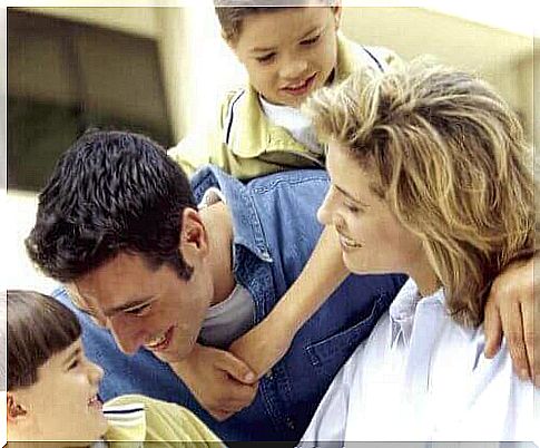 A happy family with two little boys 